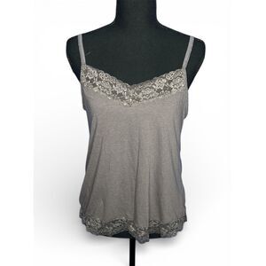 Elle Womens Dark Lilac Lace Spaghetti Strap Camisole - L Y2K 2000s Fairy Grunge
